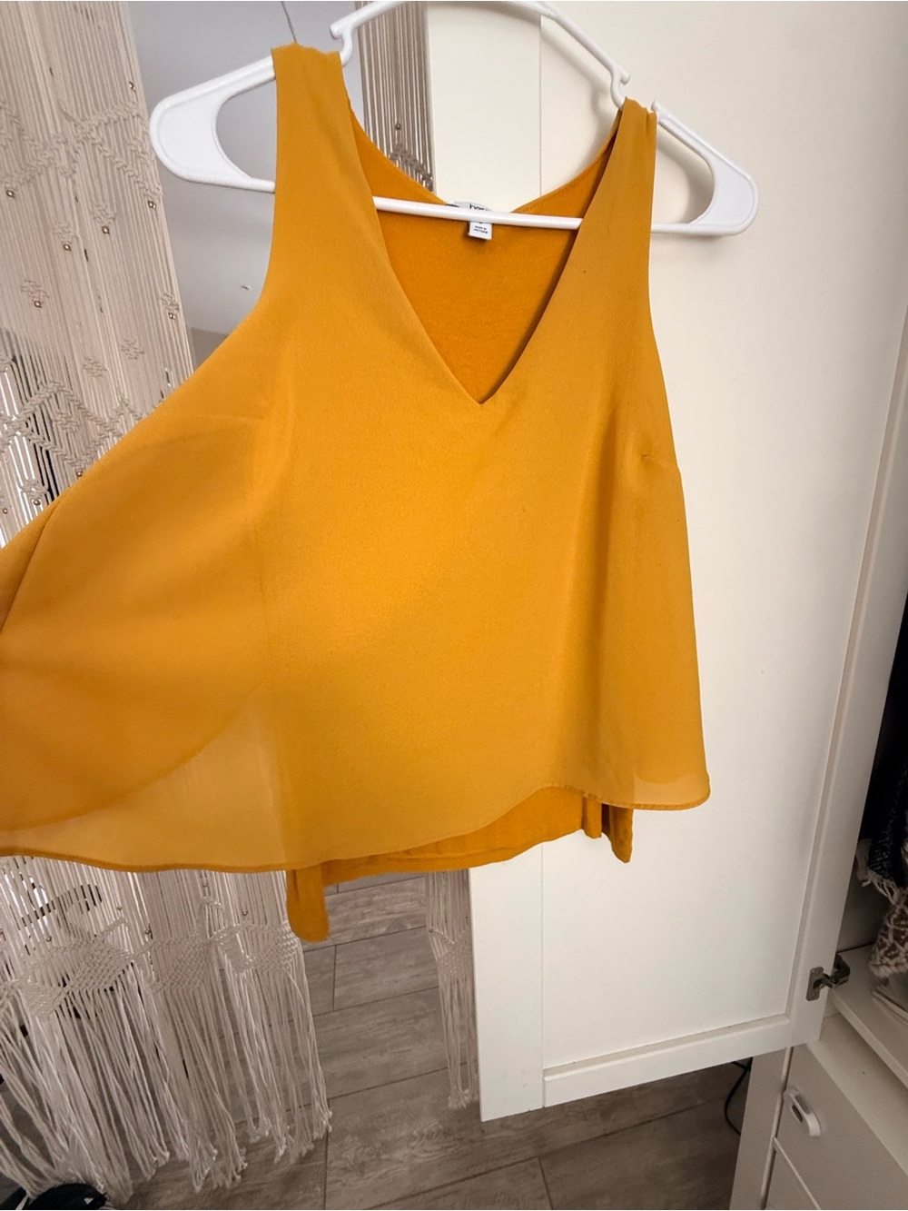 Bar III Mustard Yellow V-Neck Sleeveless Chiffon Camisole - Picture 2 of 5